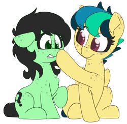 Size: 1800x1755 | Tagged: safe, artist:lockhe4rt, oc, oc only, oc:apogee, oc:filly anon, g4, boop, female, filly, freckles, simple background, transparent background