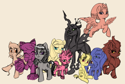 Size: 3145x2111 | Tagged: safe, artist:soulcentinel, character:cheerilee, character:cinder glow, character:octavia melody, character:princess luna, character:queen chrysalis, character:somnambula, character:summer flare, oc, oc:apogee, oc:cream heart, oc:dazzle dust, oc:thingpone, species:alicorn, species:changeling, species:earth pony, species:kirin, species:pegasus, species:pony, species:unicorn, g4, changeling queen, cheeribetes, cute, cutealis, female, filly, foal, kirinbetes, ocbetes, somnambetes, tavibetes, woona, younger