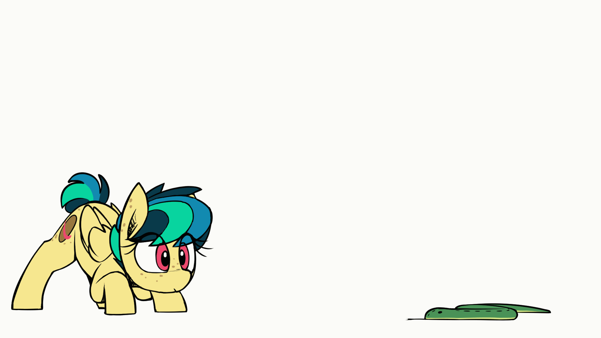 Size: 1920x1080 | Tagged: safe, artist:shinodage, edit, oc, oc only, oc:apogee, species:pegasus, species:pony, g4, animated, apogee with snake, behaving like a dog, butt shake, cute, danger noodle, diageetes, eyes closed, face down ass up, female, filly, freckles, gif, mouth hold, nom, ocbetes, plushie, pounce, simple background, smiling, snake, snek, solo, weapons-grade cute, white background