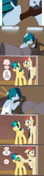 Size: 1280x5082 | Tagged: safe, artist:shinodage, oc, oc only, oc:apogee, oc:delta vee, oc:jet stream, species:pegasus, species:pony, g4, ..., clothing, comic, delta vee's junkyard, dialogue, drinking, father and daughter, female, filly, head pat, hoof hold, male, mare, mother and daughter, necktie, pat, raised hoof, rocket engine, rocketdyne lr-79, speech bubble, stallion, wing hands