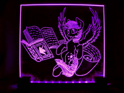 Size: 1200x900 | Tagged: safe, artist:ksander-zen, artist:yakovlev-vad, character:twilight sparkle, character:twilight sparkle (alicorn), species:alicorn, species:pony, g4, book, craft, engraving, female, glow, irl, led, mare, solo, spread wings, wings