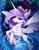 Size: 1760x2250 | Tagged: safe, artist:yakovlev-vad, patreon reward, oc, oc only, oc:iridae, species:alicorn, species:pony, g4, alicorn oc, cheek fluff, chest fluff, cloven hooves, commission, crown, crystal, ear fluff, female, fluffy, flying, grin, leg fluff, leonine tail, lidded eyes, looking at you, mare, necklace, regalia, smiling, smirk, solo, spread wings, unshorn fetlocks, water, wings