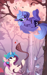 Size: 1546x2500 | Tagged: safe, artist:yakovlev-vad, part of a set, character:princess celestia, character:princess luna, species:alicorn, species:pony, g4, behaving like a cat, bipedal, blep, cewestia, chest fluff, cobra, cute, cutelestia, ear fluff, exclamation point, female, filly, filly celestia, filly luna, floating heart, floppy ears, fluffy, gritted teeth, hanging, heart, hissing, hoof shoes, jumping, looking up, lunabetes, mare, open mouth, question mark, royal sisters, s1 luna, scared, smiling, snake, snek, spider, spread wings, tongue out, tree, underhoof, upside down, weapons-grade cute, wings, woona, yakovlev-vad is trying to murder us, younger