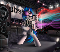 Size: 2000x1714 | Tagged: safe, artist:yakovlev-vad, character:dj pon-3, character:vinyl scratch, species:pony, g4, bipedal, crossover, dubstep gun, saints row, saints row 4, saints row iv, solo, standing