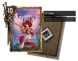 Size: 820x640 | Tagged: safe, artist:pennywise33, artist:yakovlev-vad, edit, oc, species:pegasus, species:pony, g4, card game, ccg, magic, pony gwent, spear, spread wings, symbol, the witcher, the witcher 3, trading card, trading card edit, weapon, wings