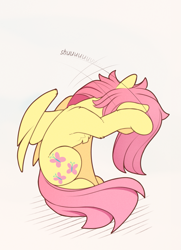 Size: 895x1235 | Tagged: safe, artist:yakovlev-vad, character:fluttershy, species:pegasus, species:pony, g4, behaving like a cat, chest fluff, cute, female, grooming, mare, shyabetes, simple background, smiling, solo, tongue out