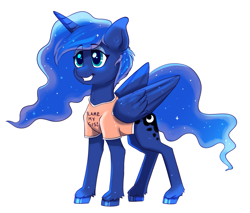 Size: 1841x1571 | Tagged: safe, artist:confetticakez, character:princess luna, species:alicorn, species:pony, g4, blame my sister, grin, simple background, smiling, solo, unshorn fetlocks