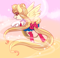 Size: 1455x1402 | Tagged: safe, artist:confetticakez, species:pegasus, species:pony, g4, bow, clothing, costume, female, magical girl, mare, ponified, sailor moon, solo, tail bow