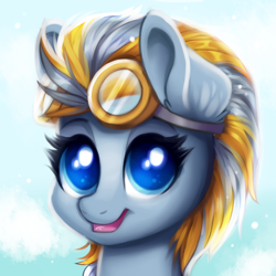 Size: 1000x1000 | Tagged: safe, artist:confetticakez, oc, oc only, oc:cerulean shore, species:pony, g4, bust, female, goggles, mare, portrait, solo