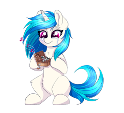 Size: 750x687 | Tagged: safe, artist:confetticakez, character:dj pon-3, character:octavia melody, character:vinyl scratch, species:pony, species:unicorn, g4, crying, music box, simple background, solo, tears of joy, white background