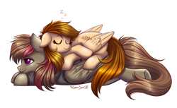Size: 1582x969 | Tagged: safe, artist:confetticakez, oc, oc only, species:pegasus, species:pony, g4, colored pupils, female, mare, simple background, sleeping, white background, zzz