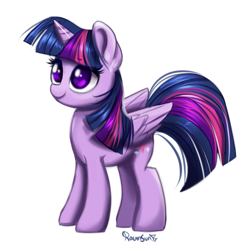 Size: 795x797 | Tagged: safe, artist:confetticakez, character:twilight sparkle, character:twilight sparkle (alicorn), species:alicorn, species:pony, g4, colored pupils, cute, folded wings, looking at something, signature, simple background, smiling, solo, twiabetes, white background
