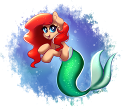 Size: 922x805 | Tagged: safe, artist:confetticakez, species:pony, g4, ariel, crossover, cute, disney, female, looking at you, mare, merpony, ponified, seahorse, smiling, solo, the little mermaid