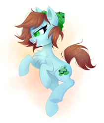 Size: 866x1024 | Tagged: safe, artist:confetticakez, oc, oc:neko, species:earth pony, species:pony, g4, abstract background, beanie, chest fluff, clothing, fangs, female, hat, mare, shark teeth, solo