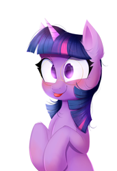 Size: 1186x1735 | Tagged: safe, artist:confetticakez, character:twilight sparkle, species:pony, species:unicorn, g4, cute, ear fluff, female, glasses, mare, silly, silly pony, simple background, solo, tongue out, twiabetes, white background