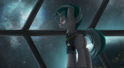 Size: 2900x1593 | Tagged: safe, artist:ncmares, oc, oc only, species:pony, species:unicorn, g4, clothing, planet, solo, space, stars, uniform