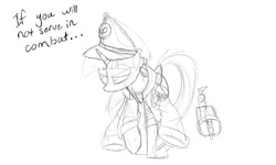 Size: 1000x600 | Tagged: safe, artist:ncmares, character:twilight sparkle, character:twilight sparkle (alicorn), species:alicorn, species:pony, g4, clothing, commissar, crossover, female, hat, mare, monochrome, sketch, solo, warhammer (game), warhammer 40k