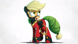 Size: 3500x2000 | Tagged: safe, artist:ncmares, character:applejack, character:mistress marevelous, species:earth pony, species:pony, episode:power ponies, g4, my little pony: friendship is magic, clothing, costume, lasso, mask, open mouth, raised hoof, solo