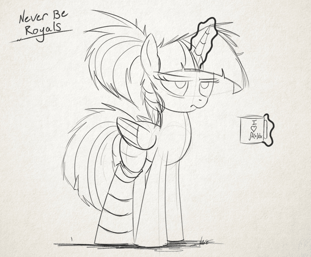 Size: 1038x857 | Tagged: safe, artist:ncmares, character:twilight sparkle, character:twilight sparkle (alicorn), species:alicorn, species:pony, g4, animated, ask majesty incarnate, blep, clothing, coffee, feather ruffle, female, frown, grumpy, integral, magic, mare, messy mane, monochrome, morning ponies, mug, ponytail, raised leg, ruffling wings, socks, solo, striped socks, tail flick, telekinesis, tired, tongue out, wink