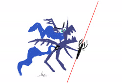 Size: 2152x1461 | Tagged: safe, artist:ncmares, character:princess luna, species:alicorn, species:pony, g4, angry, crossover, doodle, double lightsaber, lightsaber, quality, shitposting, sith, solo, star wars, stylistic suck, troll, weapon
