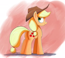 Size: 2040x1800 | Tagged: safe, artist:ncmares, character:applejack, species:earth pony, species:pony, g4, clothing, cowboy hat, female, freckles, hat, looking at you, looking back, looking back at you, mare, plot, smiling, solo, stetson