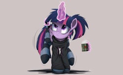 Size: 2500x1526 | Tagged: safe, artist:ncmares, character:twilight sparkle, character:twilight sparkle (alicorn), species:alicorn, species:pony, g4, ask majesty incarnate, calculus, clothing, coffee, coffee mug, cute, female, food, hoodie, integral, levitation, magic, mare, math, mug, ncmares is trying to murder us, simple background, socks, solo, striped socks, telekinesis, the fundamental theorem of calculus, twiabetes