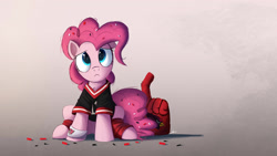 Size: 2000x1125 | Tagged: safe, artist:ncmares, character:pinkie pie, species:earth pony, species:pony, g4, american football, arizona cardinals, clothing, foam finger, frown, jersey, nfl, nfl playoffs, reflection, sad, solo