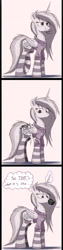 Size: 750x2983 | Tagged: safe, artist:ncmares, character:princess cadance, species:alicorn, species:pony, g4, ask majesty incarnate, belly, clothing, coffee mug, comic, dialogue, eating, hoodie, instant pregnancy, limited palette, magic, mug, pregnant, pregnant expansion, sensibly-proportioned pregnancy, socks, solo, striped socks, telekinesis, thought bubble
