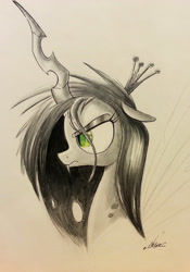 Size: 786x1125 | Tagged: safe, artist:ncmares, character:queen chrysalis, species:changeling, g4, solo, traditional art