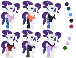 Size: 1563x1200 | Tagged: safe, artist:ncmares, character:rarity, species:pony, species:unicorn, g4, clothing, socks, solo, striped socks, sweater, wip
