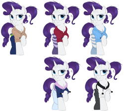 Size: 1341x1200 | Tagged: safe, artist:ncmares, character:rarity, species:pony, species:unicorn, g4, clothing, socks, solo, striped socks, sweater, wip