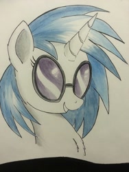 Size: 960x1280 | Tagged: safe, artist:ncmares, character:dj pon-3, character:vinyl scratch, species:pony, species:unicorn, g4, solo, traditional art