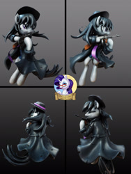 Size: 2000x2666 | Tagged: safe, artist:ncmares, artist:shuxer59, character:octavia melody, character:rarity, species:pony, g4, bipedal, clothing, coat, gun, hat, mafia, mafia octavia, sculpture, solo, tommy gun, traditional art, weapon