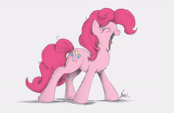 Size: 2808x1836 | Tagged: safe, artist:ncmares, character:pinkie pie, species:earth pony, species:pony, g4, eyes closed, female, mare, morning ponies, open mouth, signature, solo, traditional art, yawn