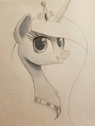 Size: 960x1280 | Tagged: safe, artist:ncmares, character:princess cadance, species:alicorn, species:pony, g4, grayscale, monochrome, solo, traditional art