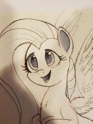 Size: 960x1280 | Tagged: safe, artist:ncmares, character:fluttershy, species:pegasus, species:pony, g4, fluffy, sketch, solo, traditional art