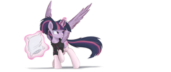 Size: 2577x1087 | Tagged: safe, artist:ncmares, edit, character:twilight sparkle, character:twilight sparkle (alicorn), species:alicorn, species:pony, g4, bed mane, clothing, frown, glare, hoodie, levitation, magic, majestic as fuck, pillow, ponytail, raised hoof, serious, socks, solo, spread wings, stockings, sweater, telekinesis, ultra widescreen, wallpaper, wallpaper edit, widescreen, wings
