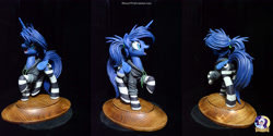 Size: 4000x2000 | Tagged: safe, artist:ncmares, artist:shuxer59, character:princess luna, species:alicorn, species:pony, g4, absurd resolution, clothing, commission, happy birthday, hoodie, irl, open mouth, photo, raised hoof, sculpture, socks, solo, striped socks, traditional art