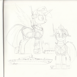 Size: 2492x2504 | Tagged: safe, artist:ncmares, character:twilight sparkle, character:twilight sparkle (alicorn), species:alicorn, species:pony, g4, kantai collection, macro, sketch, traditional art