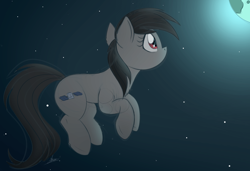 Size: 1500x1024 | Tagged: safe, artist:ncmares, oc, oc only, oc:apogee, species:earth pony, species:pony, newbie artist training grounds, g4, atg 2017, cute, female, lonely, mare, planet, satellite, satellite pony, solo, space, stars