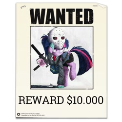 Size: 600x600 | Tagged: safe, artist:ncmares, edit, character:twilight sparkle, character:twilight sparkle (alicorn), species:alicorn, species:pony, g4, gun, ingram mac-10, mask, solo, wanted poster, weapon