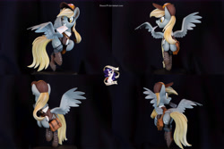 Size: 11136x7424 | Tagged: safe, artist:ncmares, artist:shuxer59, character:derpy hooves, species:pegasus, species:pony, g4, absurd resolution, clay figure, clothing, envelope, happy, irl, mailmare, photo, saddle bag, solo