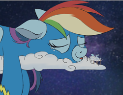 Size: 1952x1518 | Tagged: safe, artist:ncmares, edit, character:rainbow dash, species:pony, g4, clothing, cloud, cloudsdale, colored, female, floppy ears, giant pony, giant rainbow dash, giantess, giga, imminent vore, inhaling, macro, mega/giant rainbow dash, nap, on a cloud, sleeping, solo, this will end for city be be eaten by giant pony, tired, uniform, wonderbolts uniform