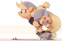 Size: 2000x1330 | Tagged: safe, artist:ncmares, character:applejack, character:rainbow dash, species:earth pony, species:pegasus, species:pony, g4, armor, at-at, bag, candy, clothing, costume, crossover, cute, dashabetes, didn't think this through, eyes closed, female, food, frown, giant pony, gritted teeth, halloween, halloween costume, helmet, jackabetes, looking back, macro, mare, mouth hold, ncmares is trying to murder us, nightmare night, nose wrinkle, oh crap, open mouth, parody, pumpkin, raised leg, redux, simple background, smiling, snowspeeder, star wars, the empire strikes back, this will end in death, this will end in pain, this will end in tears, this will end in tears and/or death, tied up, white background, wide eyes