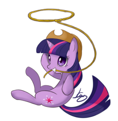 Size: 966x994 | Tagged: safe, artist:maren, character:twilight sparkle, character:twilight sparkle (unicorn), species:pony, species:unicorn, g4, clothing, hat, lasso