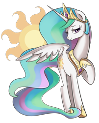 Size: 1917x2371 | Tagged: safe, artist:maren, character:princess celestia, species:pony, g4, bedroom eyes, cute, cutelestia, cutie mark, female, looking at you, mare, raised hoof, regalia, simple background, solo, spread wings, transparent background, wings