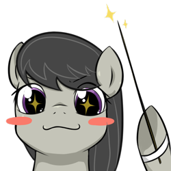 Size: 600x600 | Tagged: safe, artist:maren, artist:rigi, character:octavia melody, species:earth pony, species:pony, g4, baton, blush sticker, blushing, bust, conductor's baton, pixiv, solo, starry eyes, trace, wingding eyes, you. me. x. now.
