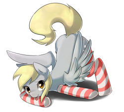 Size: 819x739 | Tagged: safe, artist:maren, character:derpy hooves, species:pegasus, species:pony, g4, clothing, female, mare, socks, solo, striped socks