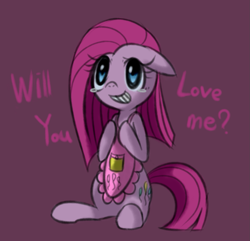 Size: 1291x1242 | Tagged: safe, artist:maren, character:pinkamena diane pie, character:pinkie pie, species:earth pony, species:pony, g4, apron, clothing, crying, cute, cuteamena, solo