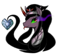 Size: 742x691 | Tagged: safe, artist:maren, character:king sombra, species:pony, species:unicorn, g4, crystal heart, queen umbra, rule 63, solo